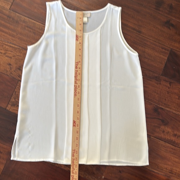LOFT | Women's White Sleeveless Top pleated front - Picture 6 of 11